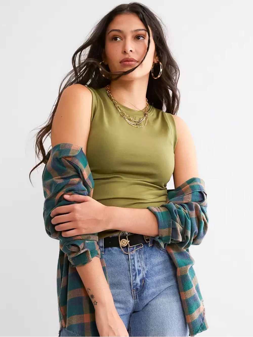 BKE Buckle High Neck Contour Tank
